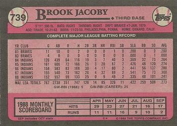 1989 Topps #739 Brook Jacoby Back