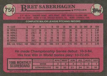 1989 Topps #750 Bret Saberhagen Back
