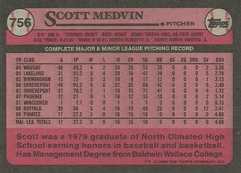 1989 Topps #756 Scott Medvin Back
