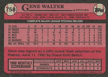 1989 Topps #758 Gene Walter Back