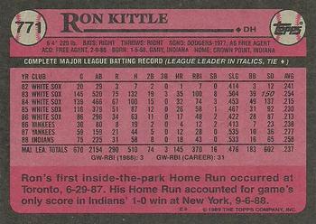 1989 Topps #771 Ron Kittle Back