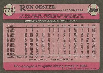1989 Topps #772 Ron Oester Back