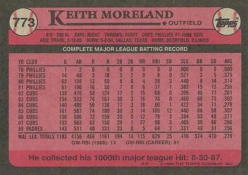 1989 Topps #773 Keith Moreland Back