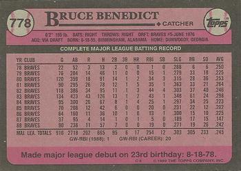 1989 Topps #778 Bruce Benedict Back