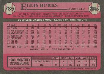 1989 Topps #785 Ellis Burks Back