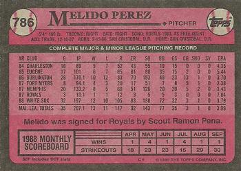 1989 Topps #786 Melido Perez Back