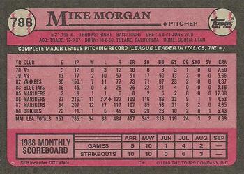 1989 Topps #788 Mike Morgan Back