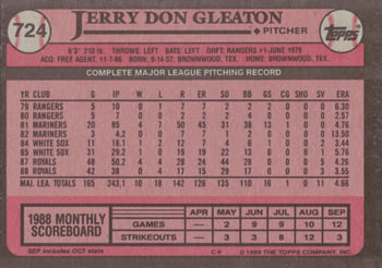 1989 Topps #724 Jerry Don Gleaton Back