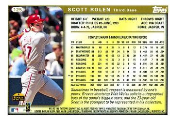 1999 Topps #125 Scott Rolen Back