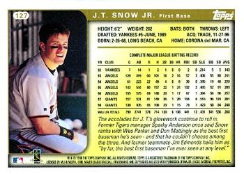 1999 Topps #127 J.T. Snow Jr. Back