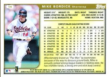 1999 Topps #14 Mike Bordick Back