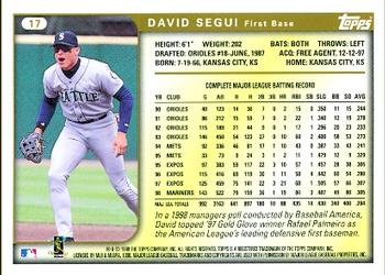 1999 Topps #17 David Segui Back