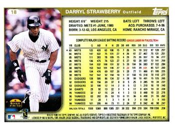 1999 Topps #18 Darryl Strawberry Back