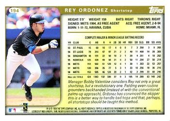 1999 Topps #194 Rey Ordonez Back