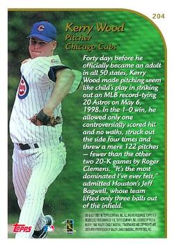 1999 Topps #204 Kerry Wood Back