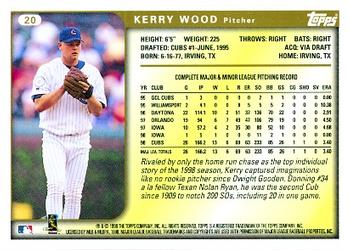 1999 Topps #20 Kerry Wood Back