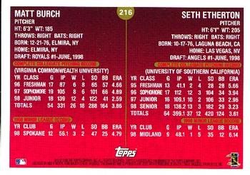 1999 Topps #216 Matt Burch / Seth Etherton Back