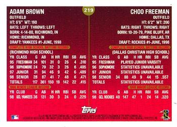 1999 Topps #219 Andy Brown / Choo Freeman Back