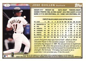 1999 Topps #11 Jose Guillen Back