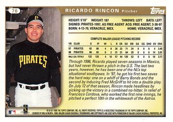 1999 Topps #76 Ricardo Rincon Back