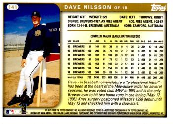 1999 Topps #141 Dave Nilsson Back