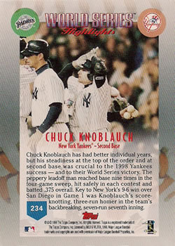 Chuck Knoblauch 1999 Topps #51 New York Yankees Baseball Card