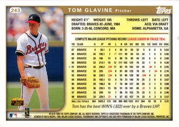 1999 Topps #243 Tom Glavine Back