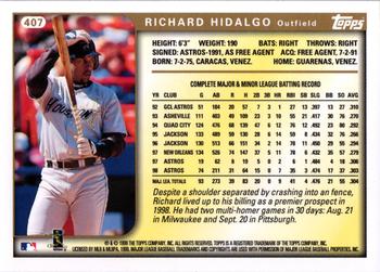 1999 Topps #407 Richard Hidalgo Back