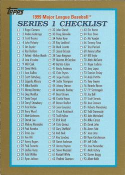 1999 Topps #241 Series 1 Checklist: 1-186 Front