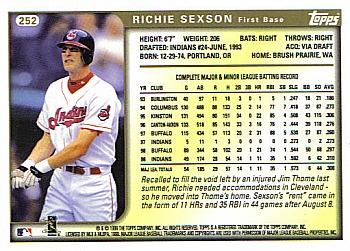1999 Topps #252 Richie Sexson Back