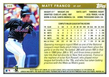 1999 Topps #268 Matt Franco Back