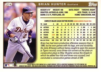 1999 Topps #274 Brian Hunter Back