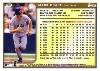 1999 Topps #280 Mark Grace Back