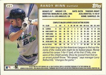 1999 Topps #281 Randy Winn Back