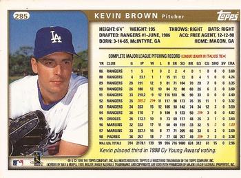 1999 Topps #285 Kevin Brown Back