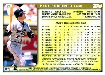 1999 Topps #28 Paul Sorrento Back