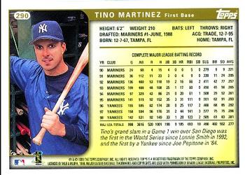 1999 Topps #290 Tino Martinez Back