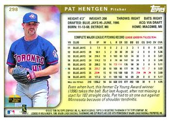 1999 Topps #298 Pat Hentgen Back