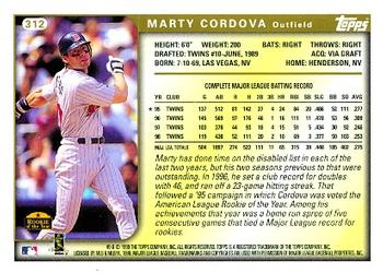 1999 Topps #312 Marty Cordova Back