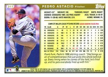1999 Topps #317 Pedro Astacio Back