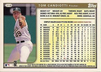 1999 Topps #319 Tom Candiotti Back
