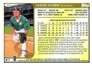 1999 Topps #324 Jason Giambi Back