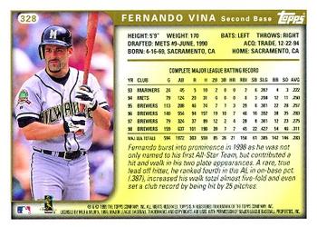 1999 Topps #328 Fernando Vina Back