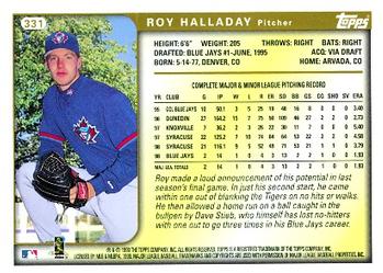 1999 Topps #331 Roy Halladay Back