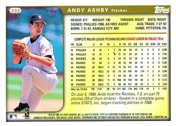 1999 Topps #332 Andy Ashby Back
