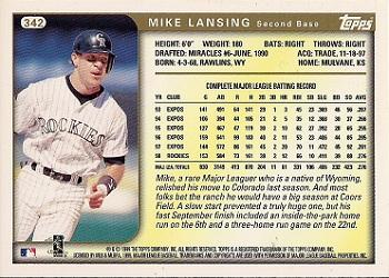 1999 Topps #342 Mike Lansing Back