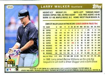 1999 Topps #350 Larry Walker Back