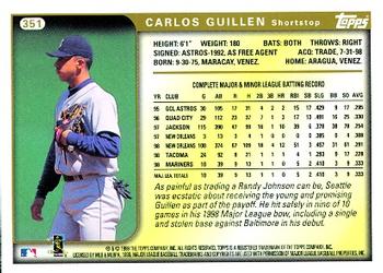1999 Topps #351 Carlos Guillen Back