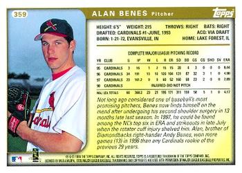 1999 Topps #359 Alan Benes Back