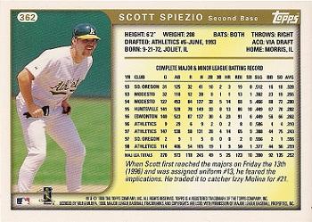 1999 Topps #362 Scott Spiezio Back